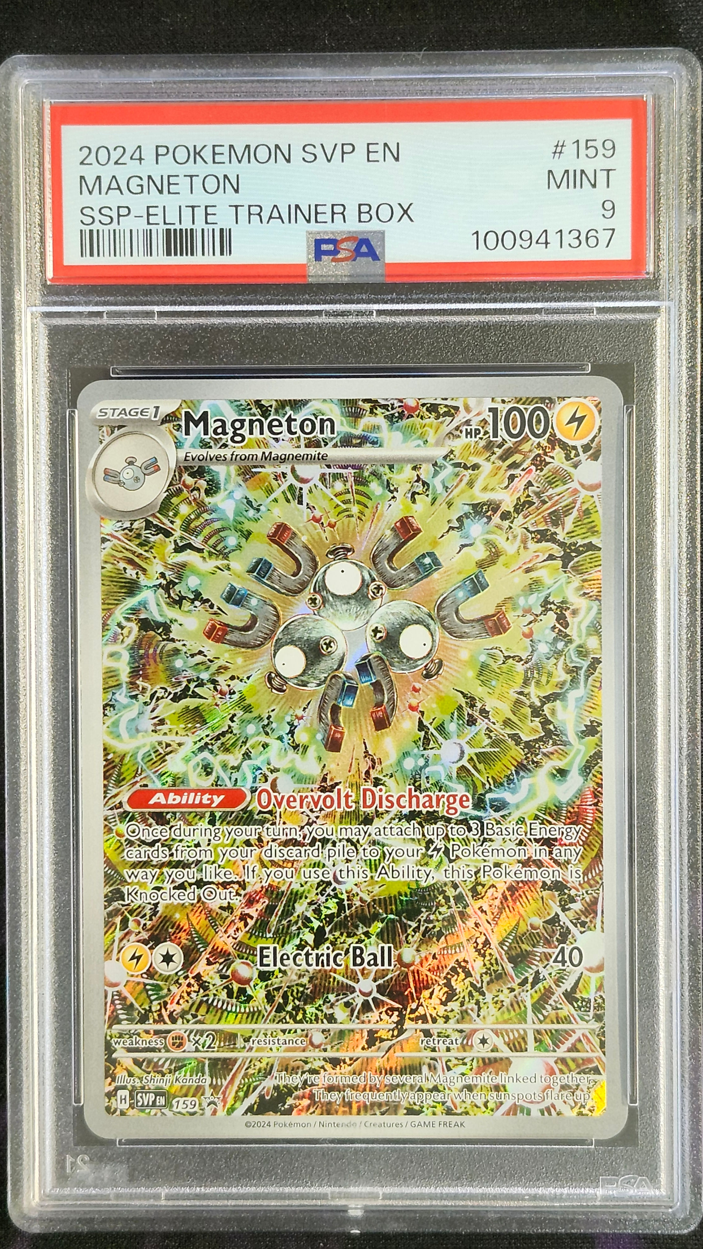 Pokemon PSA 9 Magneton 159 Surging Sparks Elite Trainer Box Promo