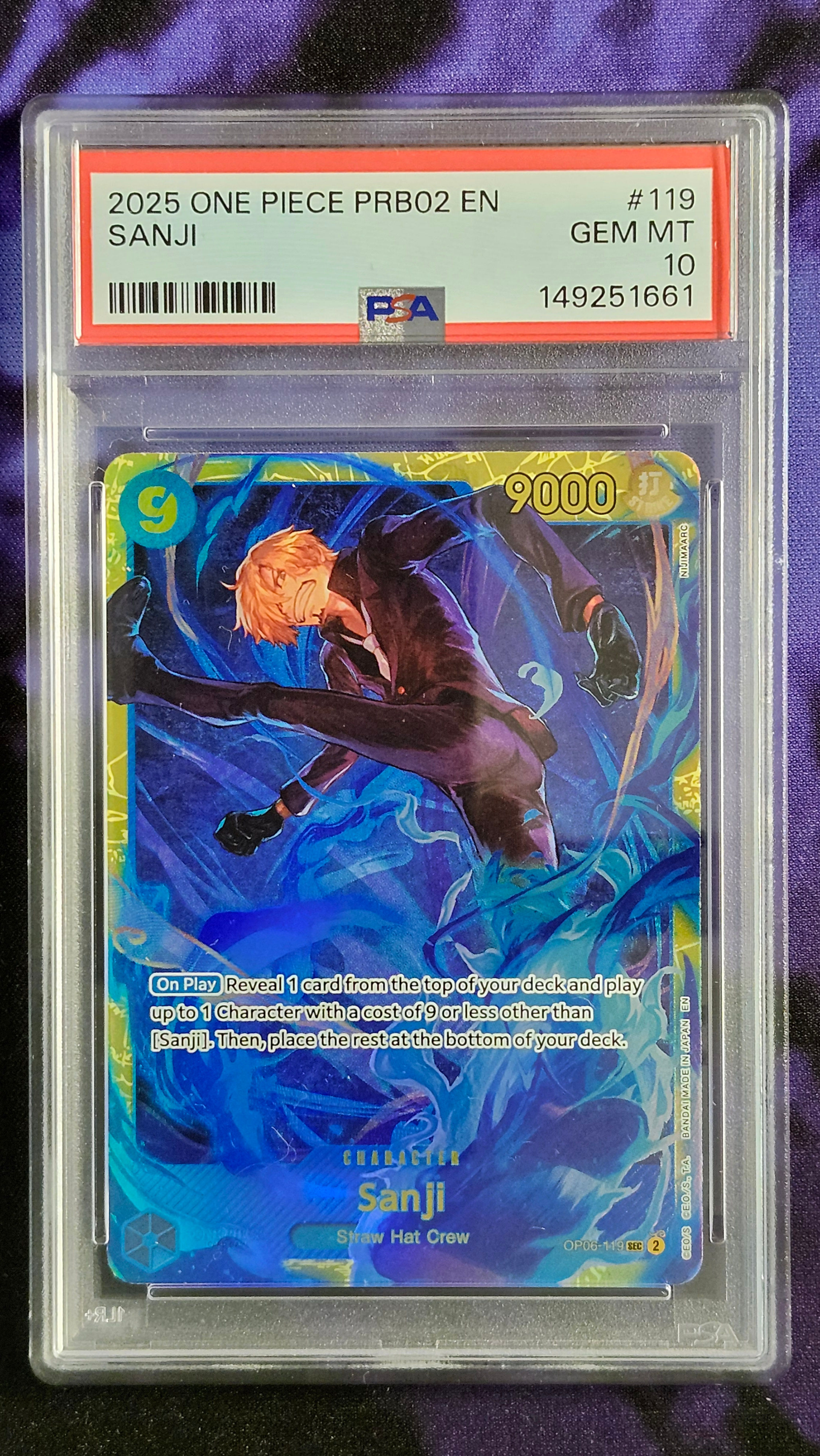 One Piece PSA 10 Sanji 119 OP06 - Wings of the Captain