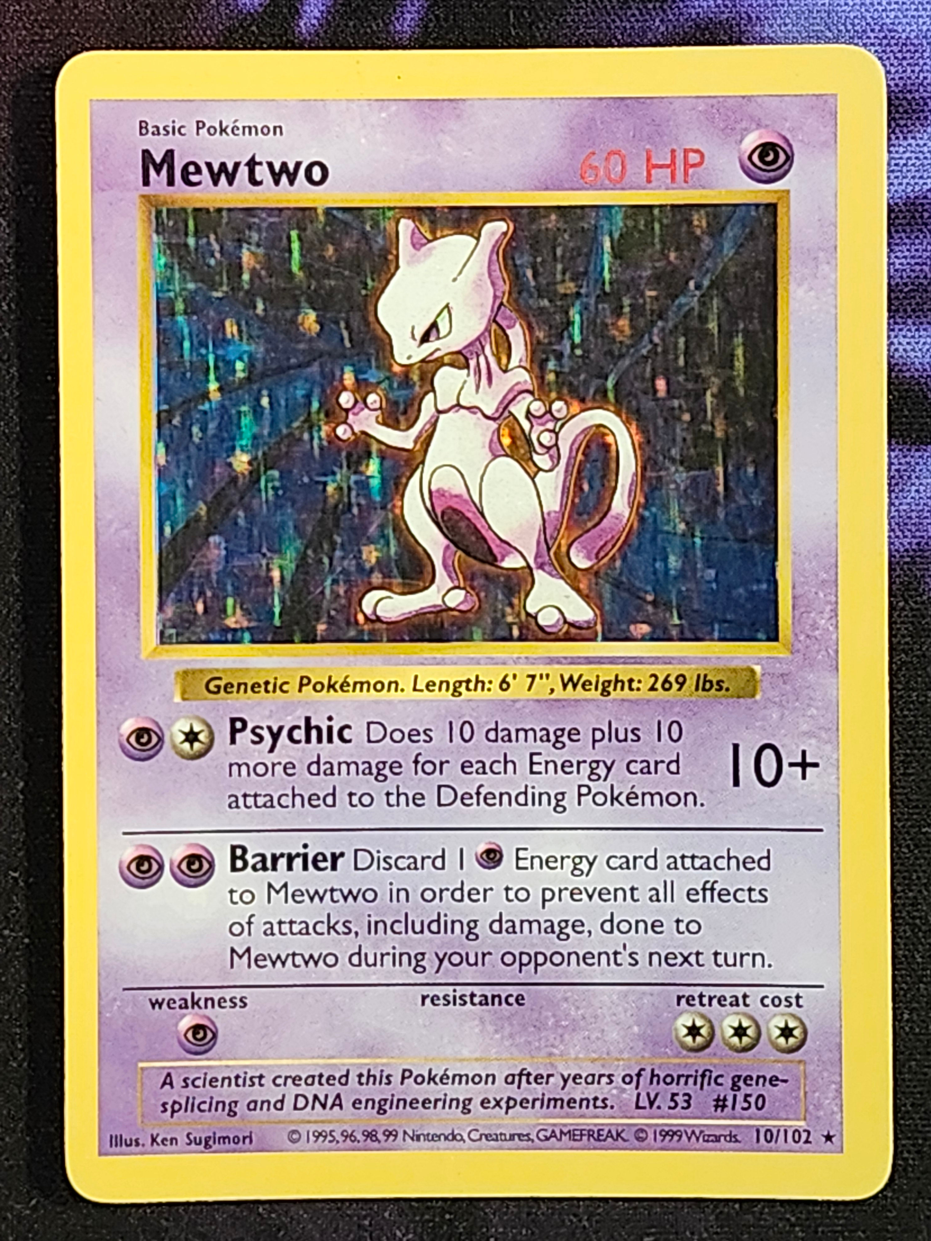Pokemon Mewtwo Shadowless 10/102 (MP) Base Set BSS