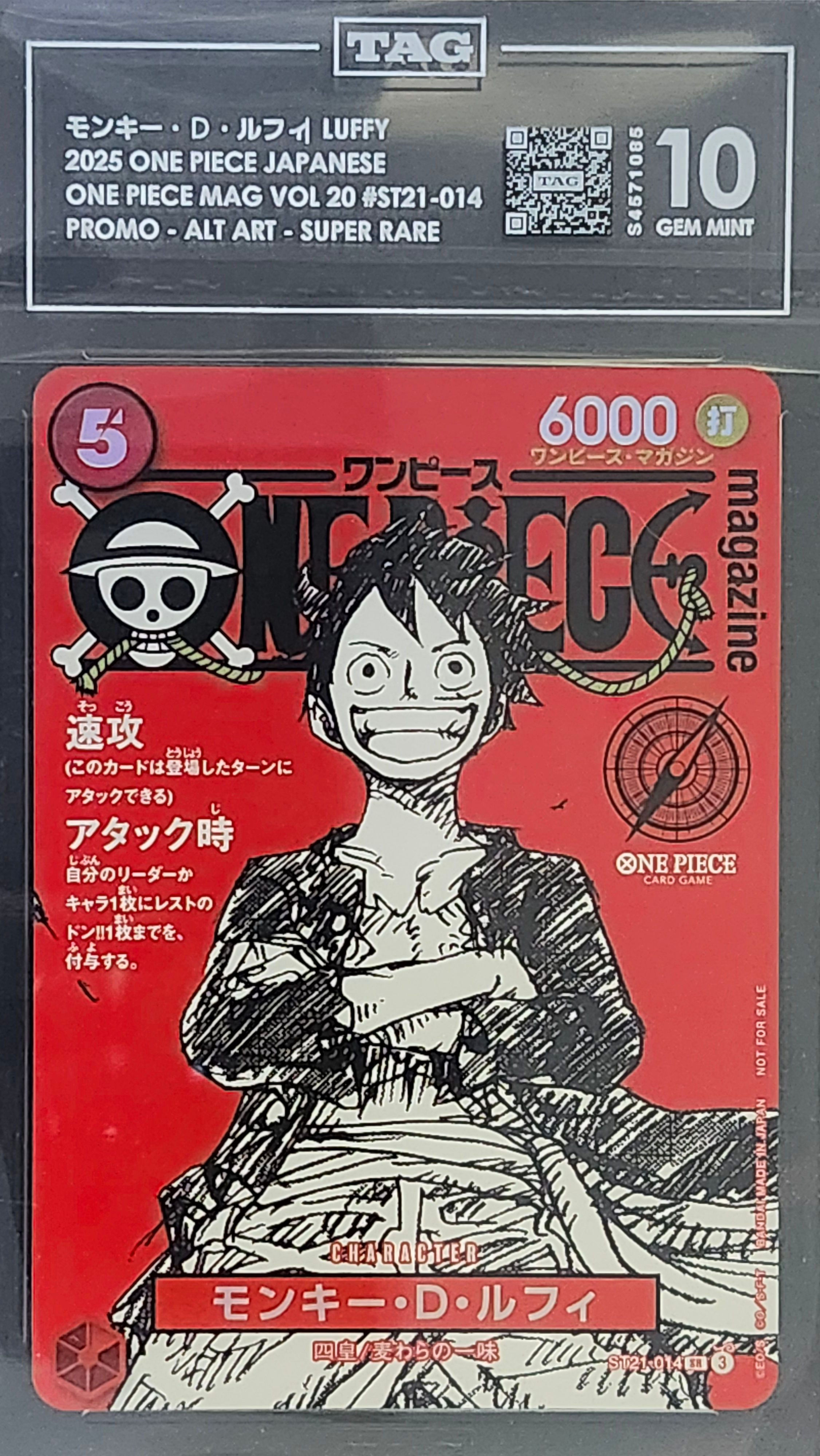 One Piece TAG 10 Monkey.D.Luffy ST21-014 Promo Magazine Vol. 20 Japanese