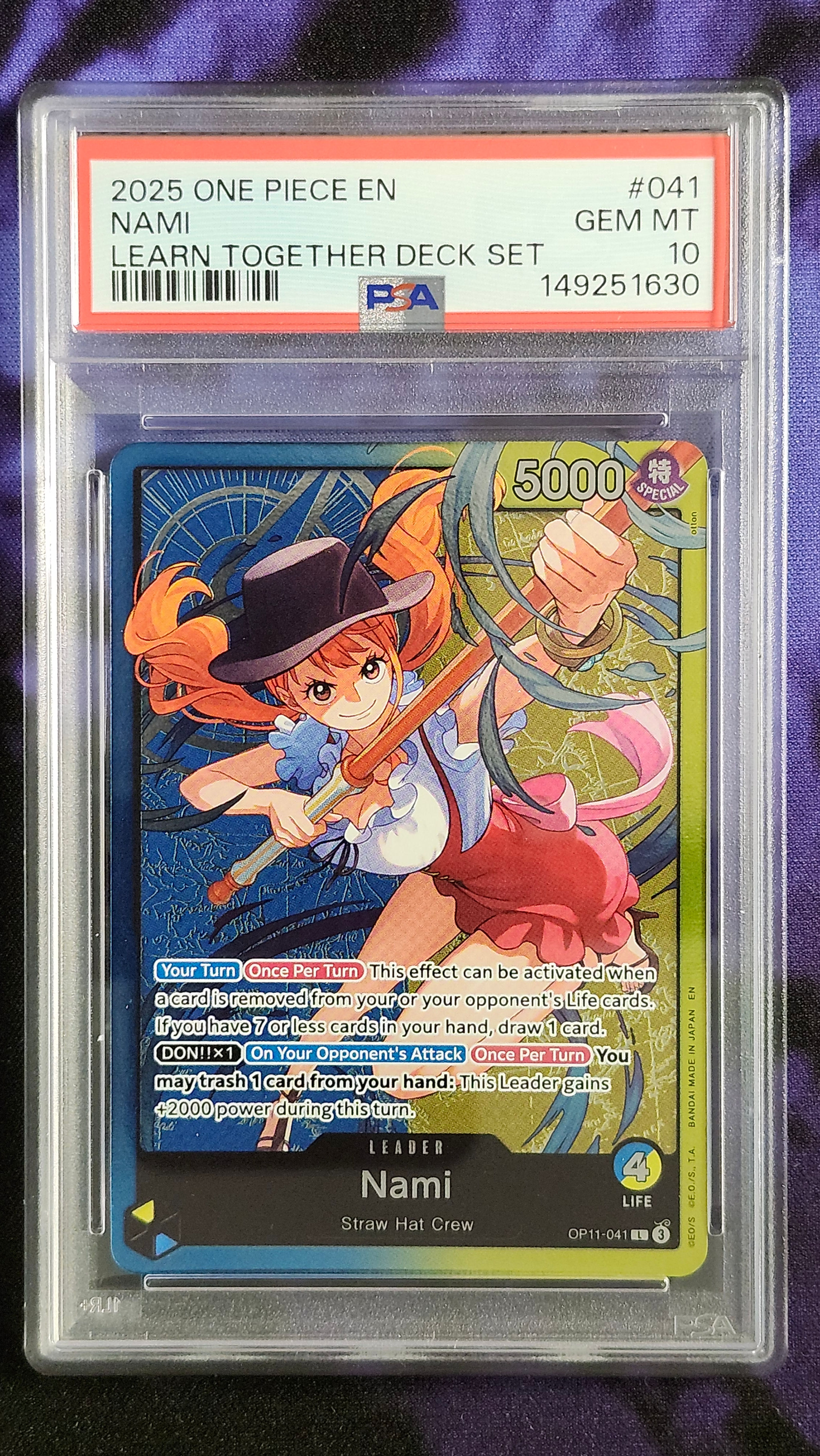 One Piece PSA 10 Nami 041 OP11 - A Fist of Divine Speed