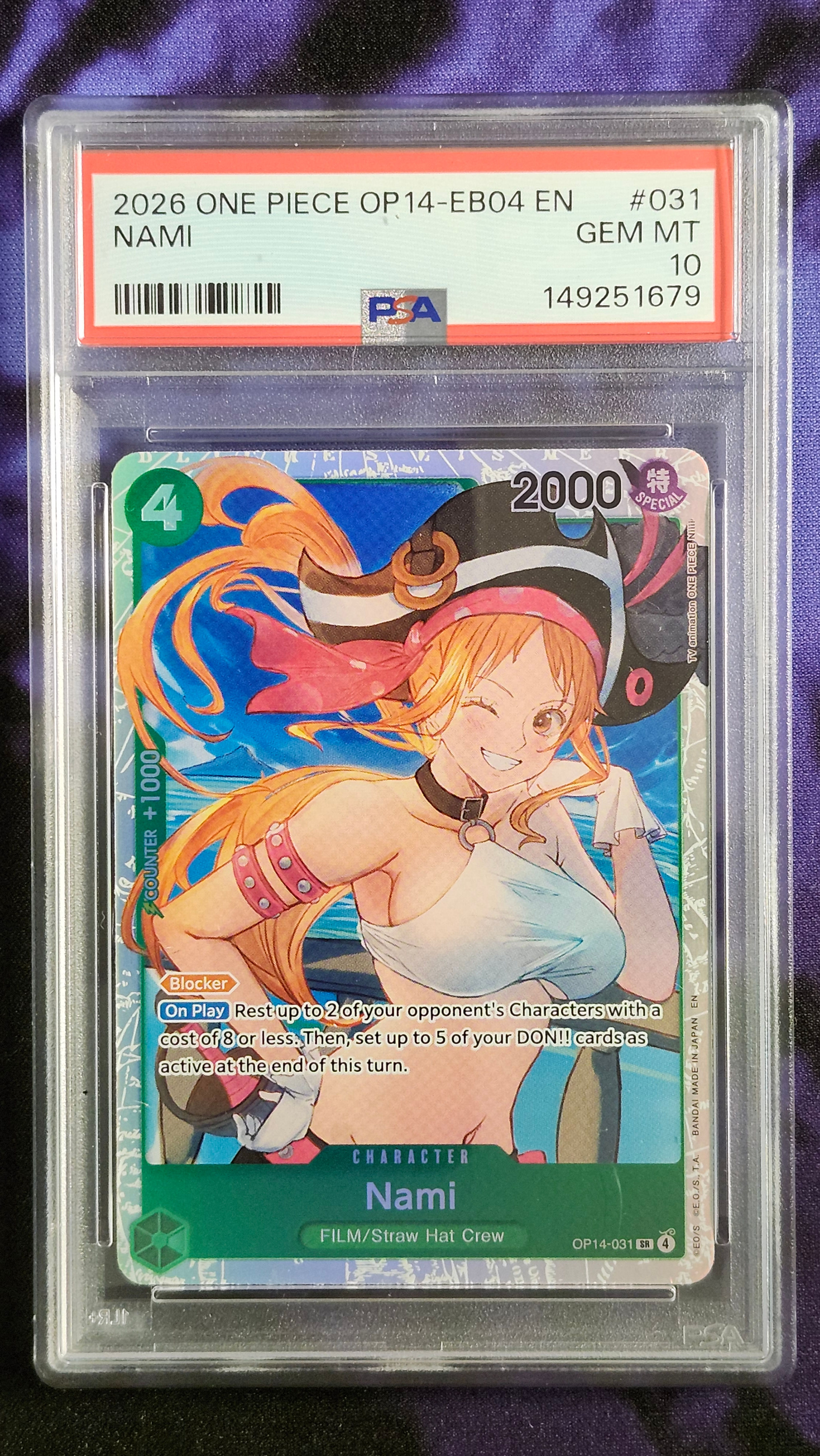 One Piece PSA 10 Nami 031 OP14 - The Azure Sea's Seven