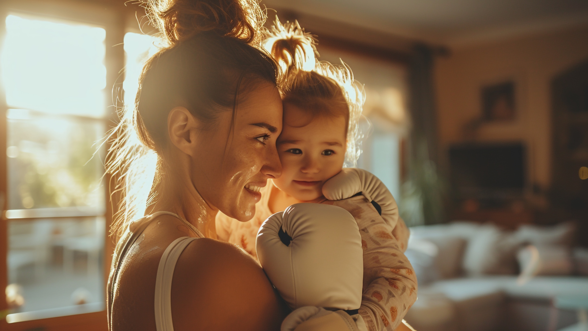 New mother smiling with her baby after postpartum pelvic floor recovery using Emsella Chair therapy at Pelvic Revival clinic in Red Deer