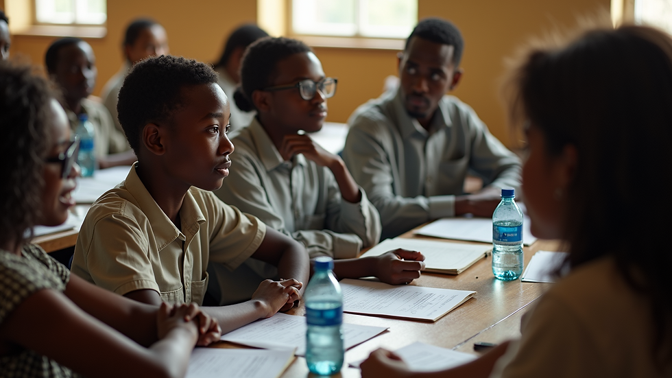 High angle view of a school ministry meeting with local leaders