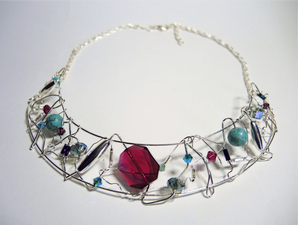 Tangled Necklace - Ruby Blues**