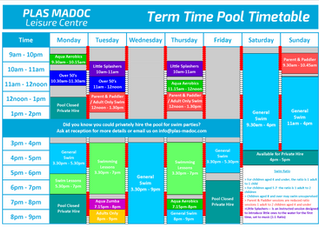 Term Time Pool Timetable
