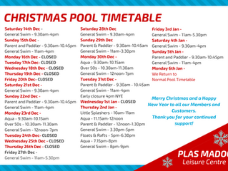 Festive Period Pool Timetable