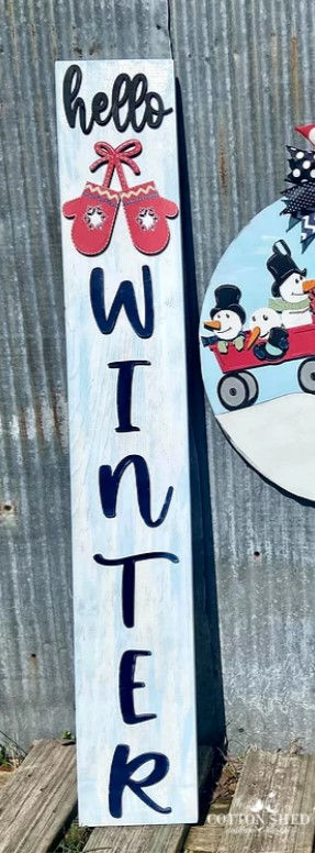 Porch Sign - Hello Winter 3D