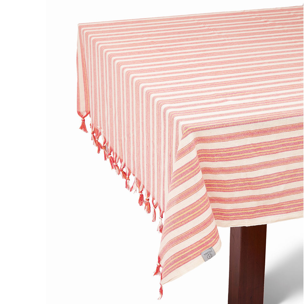 Thumbnail: Andana Striped Tablecloth Set - Magenta