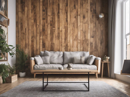 image with a living room with a wood pan