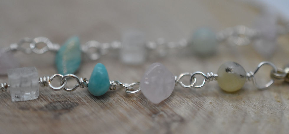 Thumbnail: Semi precious stone bracelet: Rose quartz and Amazonite