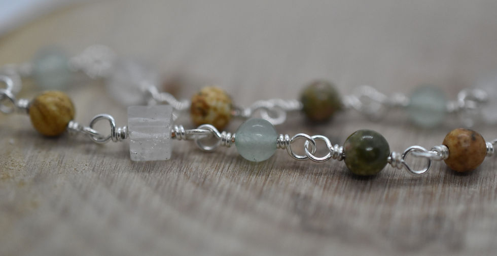 Thumbnail: Semi precious stone bracelet: Picture Jasper and Unakite