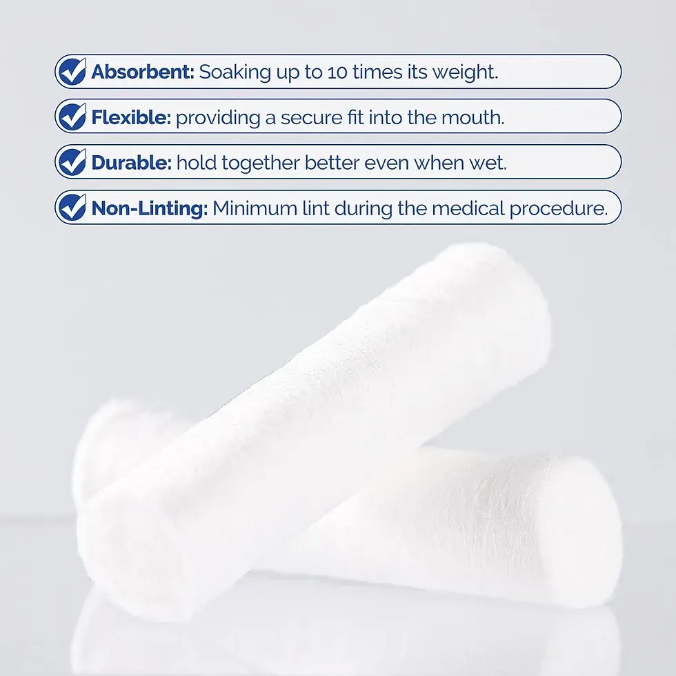 Thumbnail: Dental Cotton Rolls Nosebleed Plug Mouth Non-Sterile 3.8cm x 1cm 250pcs