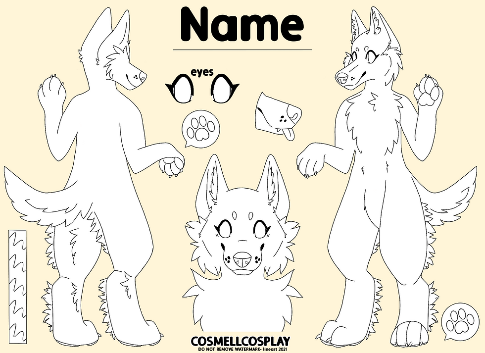 Thumbnail: Fursuit Ref Sheet Base Lineart | Fursuit Reference Art