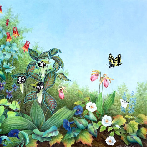 Fantasy art, fantasy garden, colored pencil, Colored Pencil Art, garden flowers, botanic art