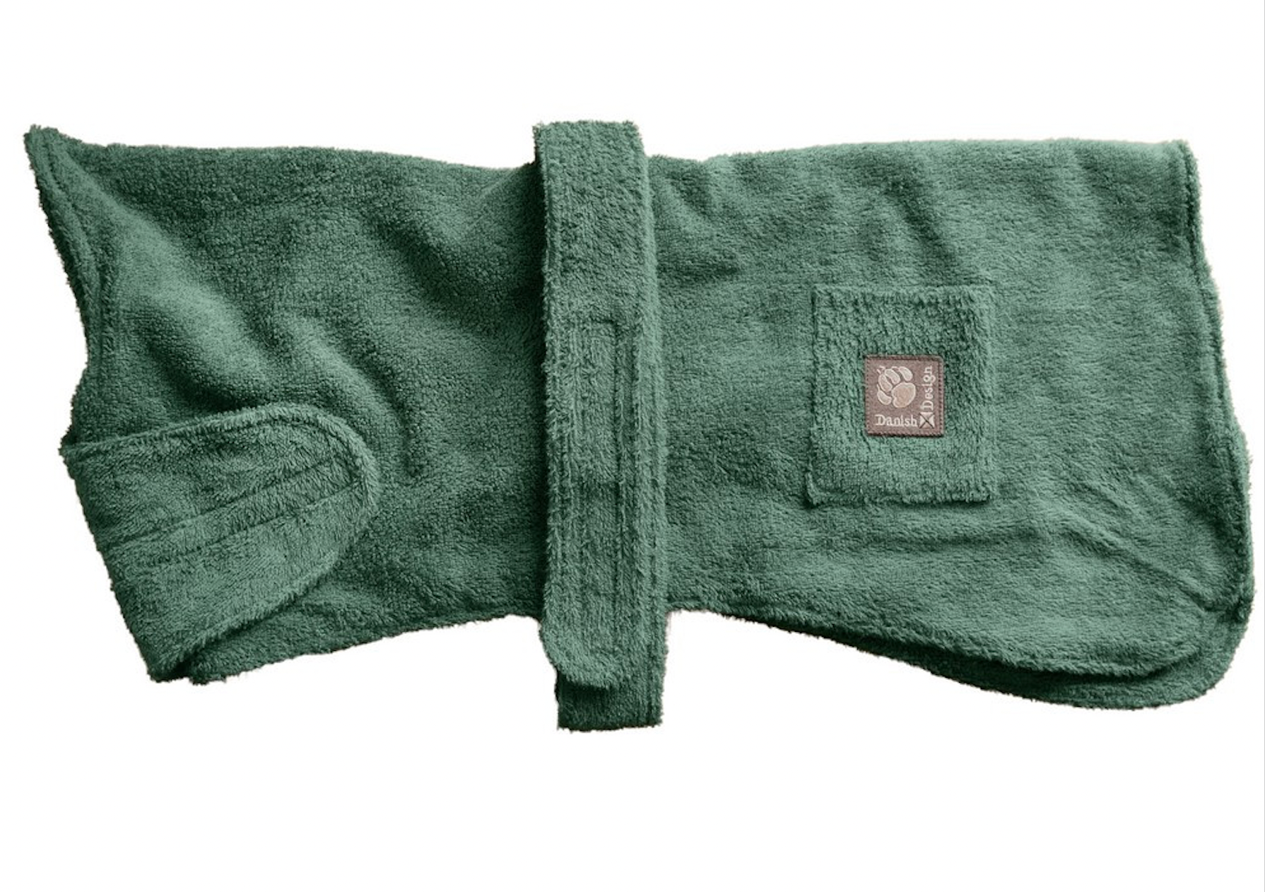 Green Towelling Dog Coat Side View