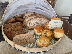 Basket of home made bread and scones
