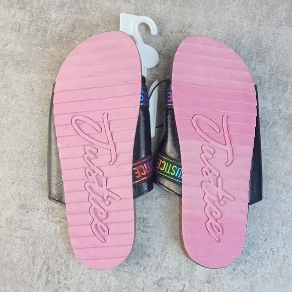 Thumbnail: Justice Girls Rainbow Cork Sandals