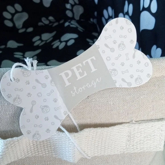 Thumbnail: 🐾 Canvas Dog Toy Basket with Paw Print Lining
