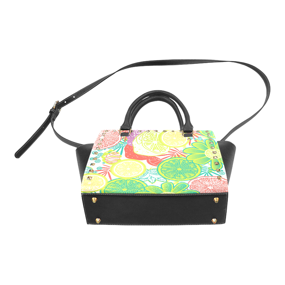 Thumbnail: Loudly Lime White Rivet Shoulder Handbag