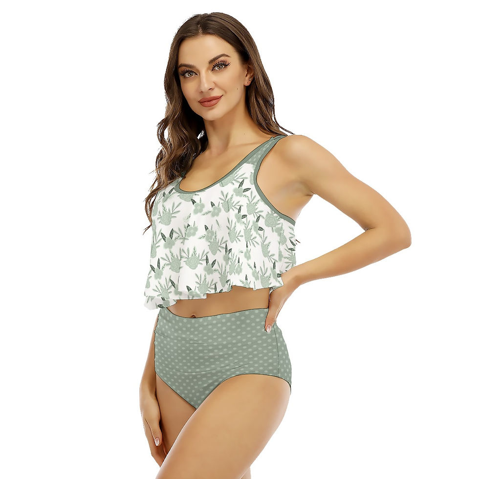 Thumbnail: Summer Floral Women's Ruffled Vest Bikini Swimsuit