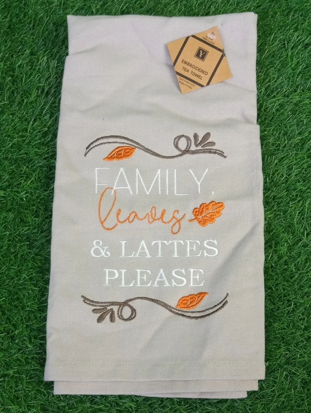 🍂 Family, Leaves, & Lattes Please Dishtowel