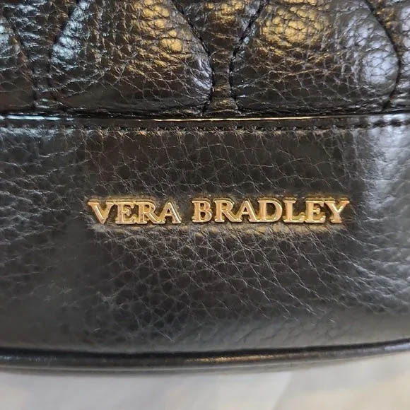 Thumbnail: Vera Bradley Black Leather Bucket Bag