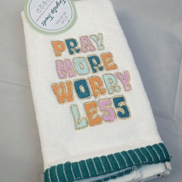 Thumbnail: 🏠 Embroidered Pray More Fingertip Towels