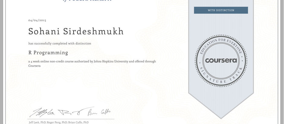 Coursera Verified Certificate - R Programming