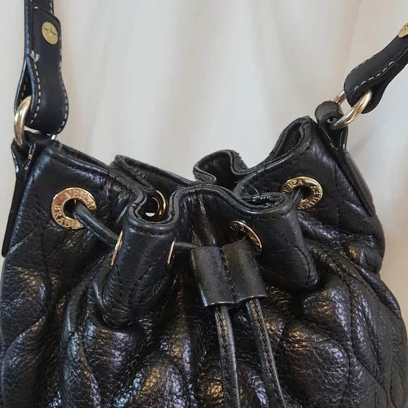 Thumbnail: Vera Bradley Black Leather Bucket Bag