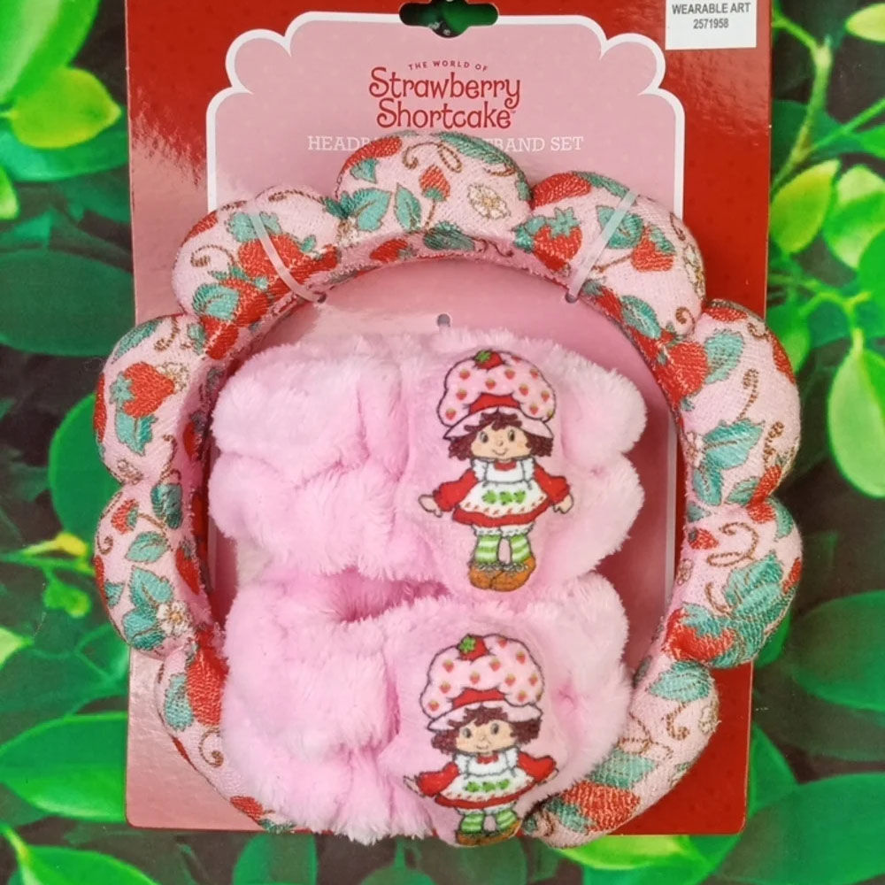 🛝 Strawberry Shortcake Pink Floral Kids Headband & Wristband Set