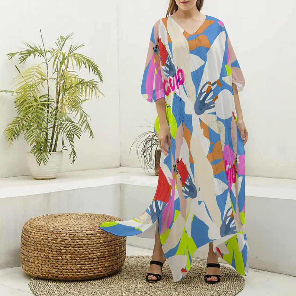Thumbnail: Tea Time Women's Imitation Silk V-neck Kaftan Robe