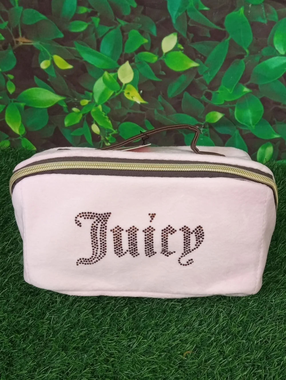 🛍️ Juicy Couture Light Pink Rhinestone 'Juicy' Logo Cosmetic Case