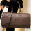 Thumbnail: Weekend Travel Chocolate Faux Croco Leather Duffle Bag