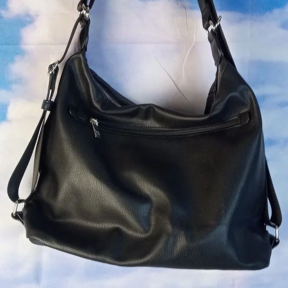 Thumbnail: Sondra Roberts Squared Black Faux Leather Shoulder Bag