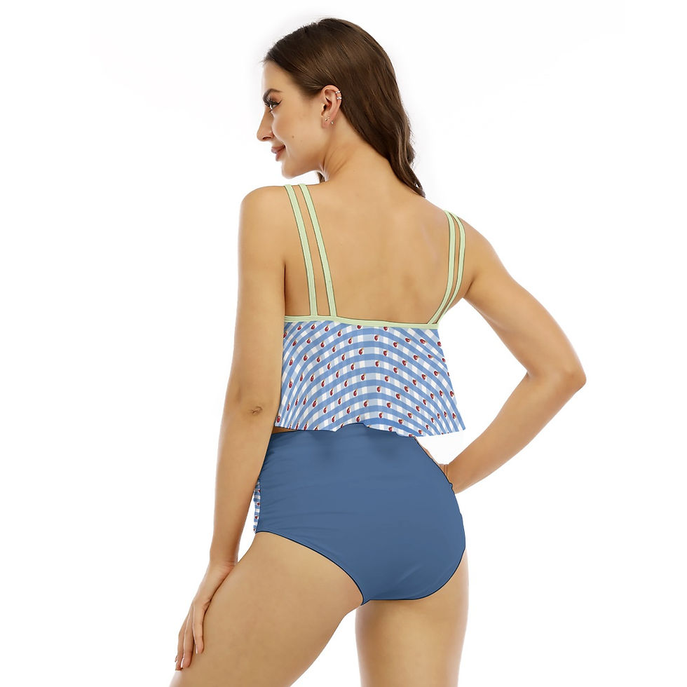 Thumbnail: Summer Cherry Bomb Women's Ruffled Vest Bikini Swimsuit