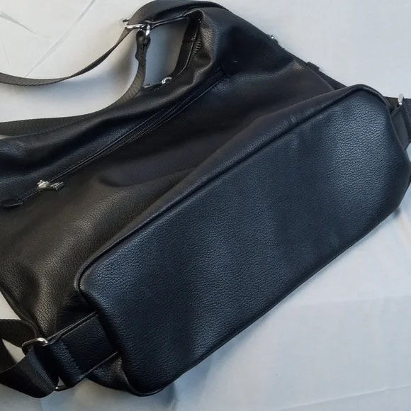 Thumbnail: Sondra Roberts Squared Black Faux Leather Shoulder Bag