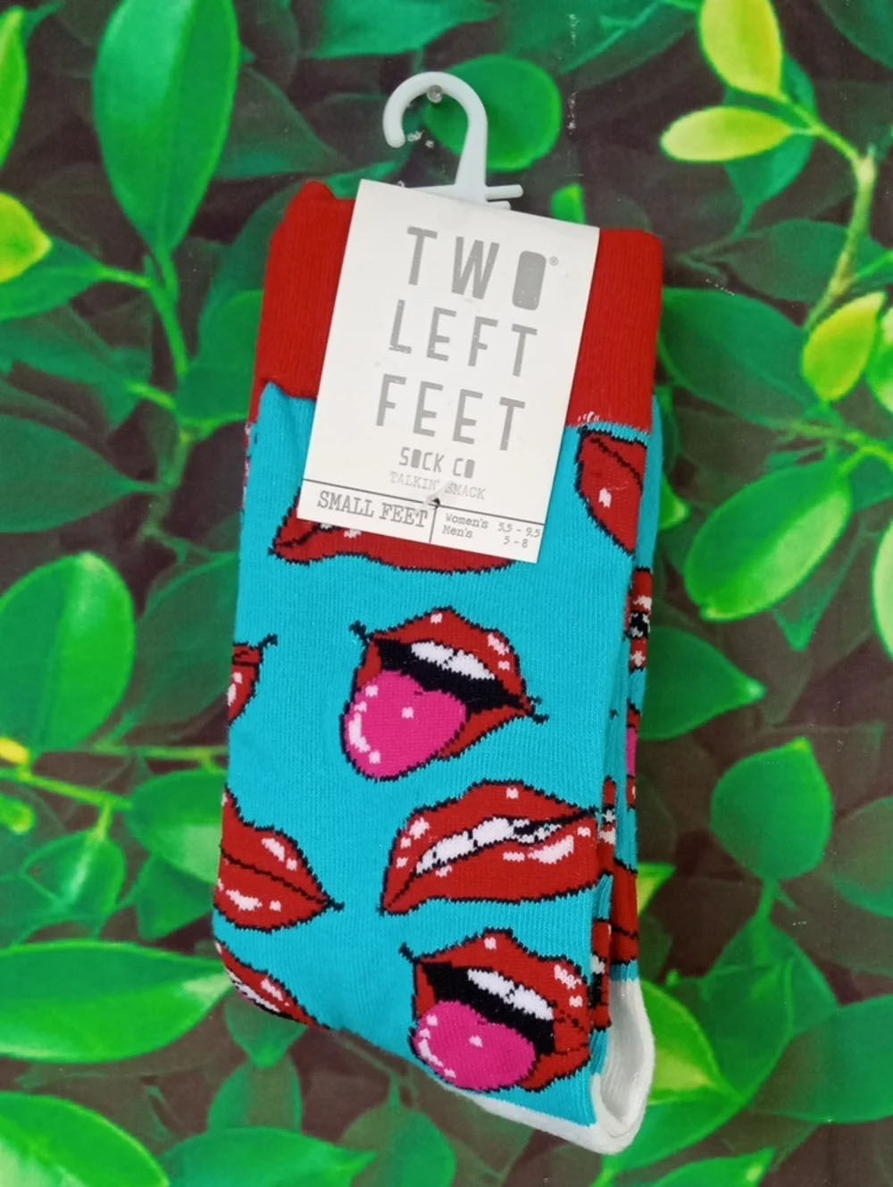 🛍️ Two Left Feet Turquoise Tongue & Lips Socks