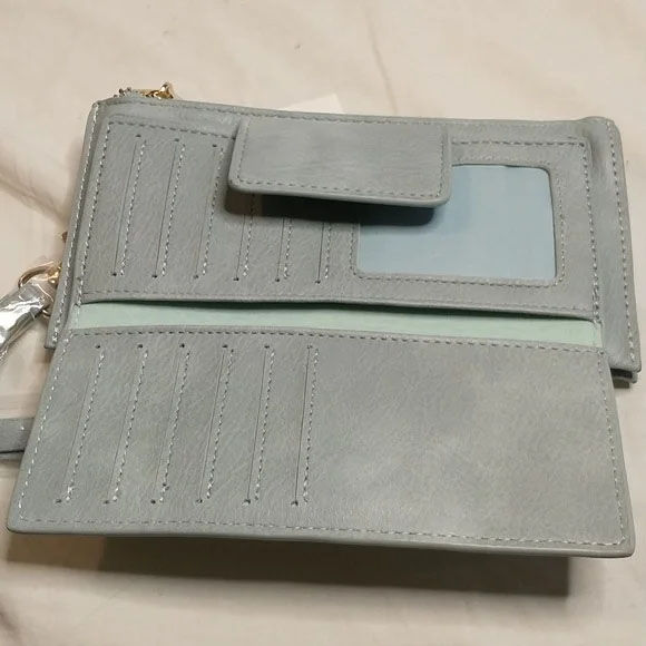 Thumbnail: Ice Blue Faux Leather Wristlet