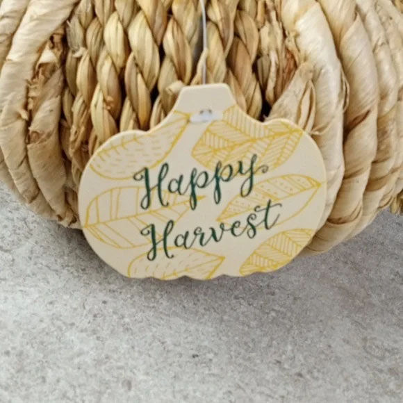 Thumbnail: Happy Harvest Woven Straw Pumpkin