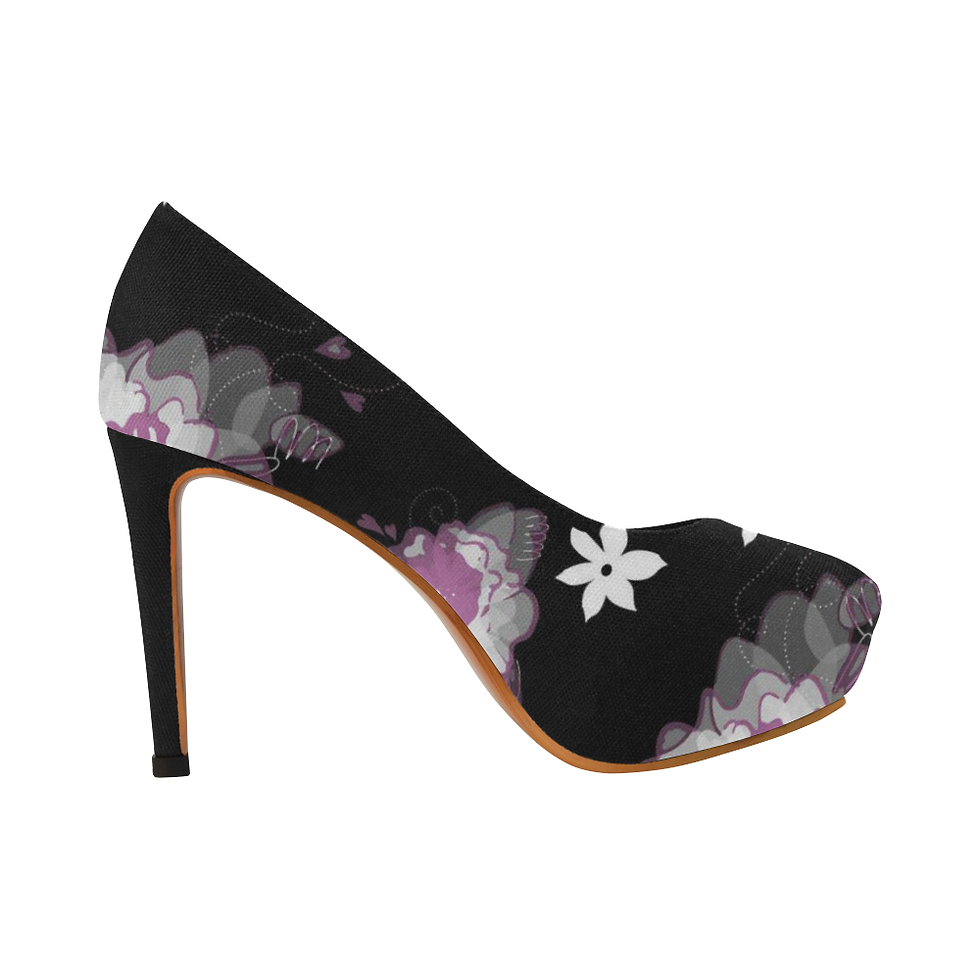 Thumbnail: Black Floral Women's High Heels