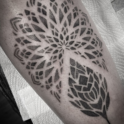 Geometric dotwork mandala tattoo Birmingham UK