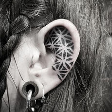 Geometric dotwork ear tattoo Birmingham UK