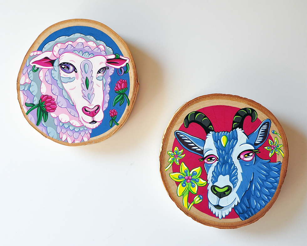 Thumbnail: "Goat & Avocado Flowers" Painting