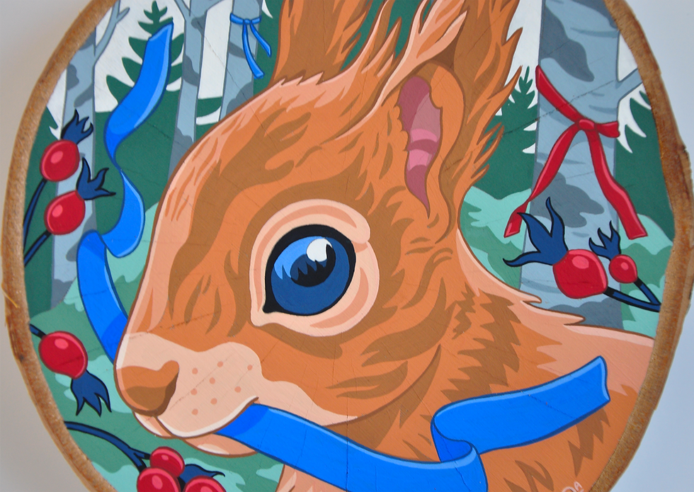 Thumbnail: "Finnish Squirrel & Trail Markers" Painting