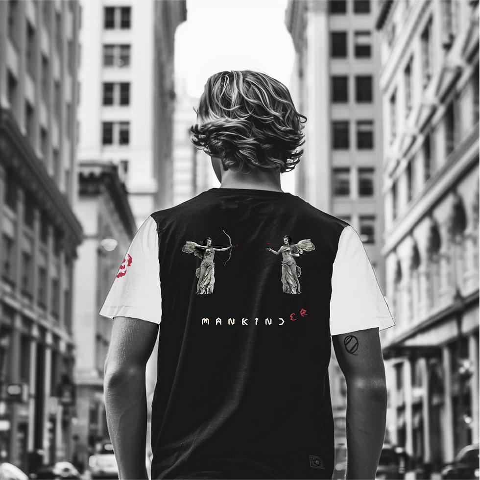 These are images of AI generated t-shirt models wearing designs that I created