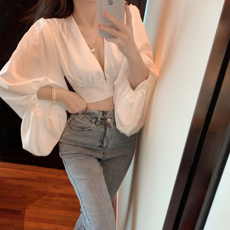 VW-DES2019-264 White Blouse Bell Sleeve