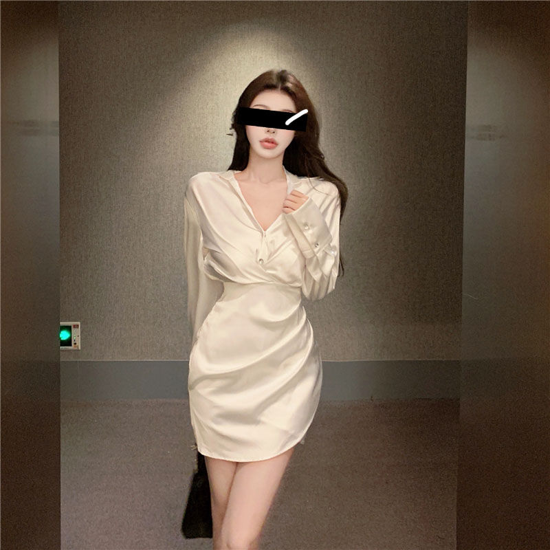 VW-DES2019-258 Draped BodyCon Shirt Dress