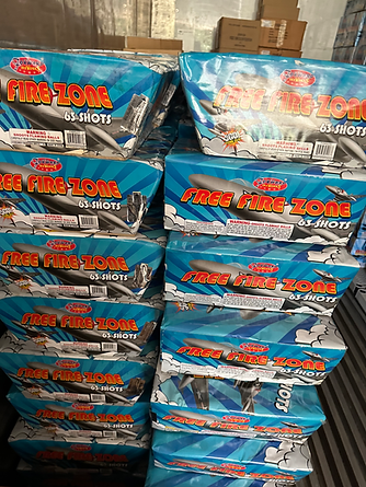 image of wholesale fireworks stacked at the warehouse
