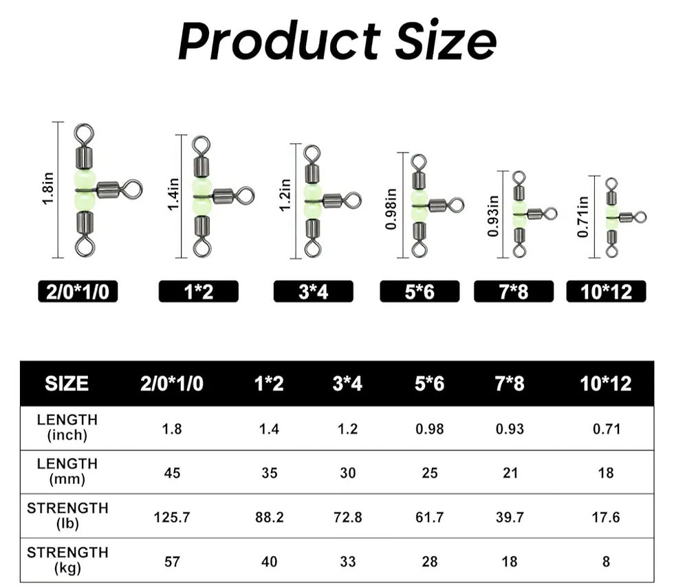 Thumbnail: 135Lb 3-way Luminous Barrel Swivels - Qty 10